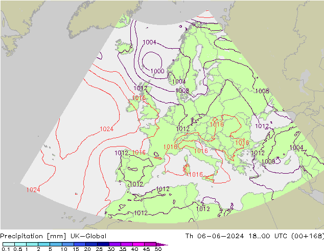 Precipitazione UK-Global gio 06.06.2024 00 UTC