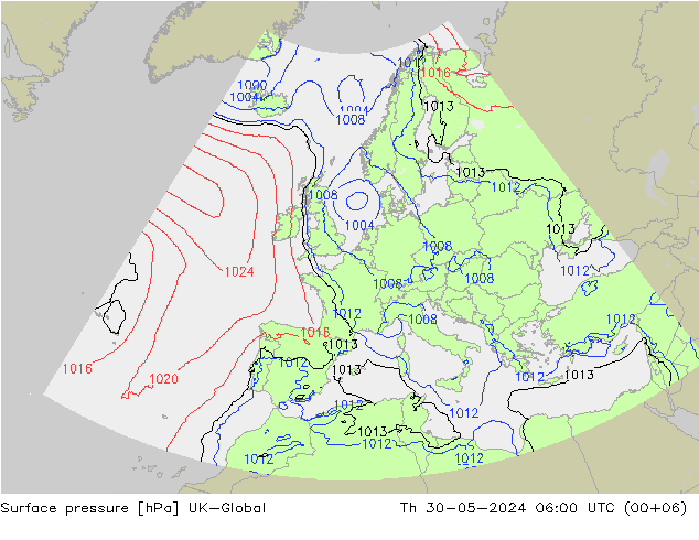 Luchtdruk (Grond) UK-Global do 30.05.2024 06 UTC