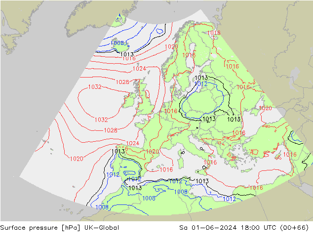 Surface pressure UK-Global Sa 01.06.2024 18 UTC