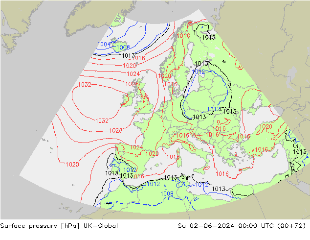 Yer basıncı UK-Global Paz 02.06.2024 00 UTC