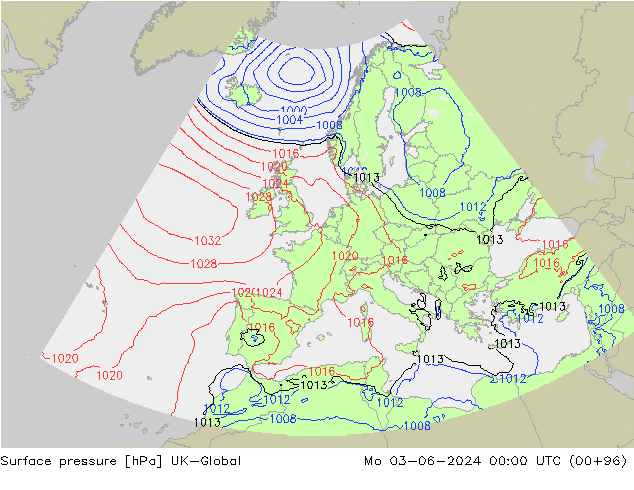 pressão do solo UK-Global Seg 03.06.2024 00 UTC