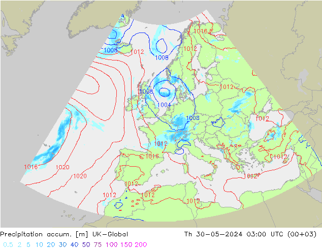 Toplam Yağış UK-Global Per 30.05.2024 03 UTC