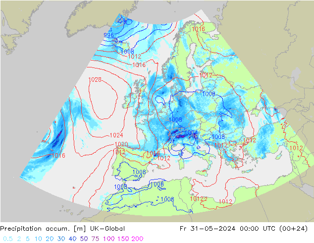 Precipitation accum. UK-Global ven 31.05.2024 00 UTC
