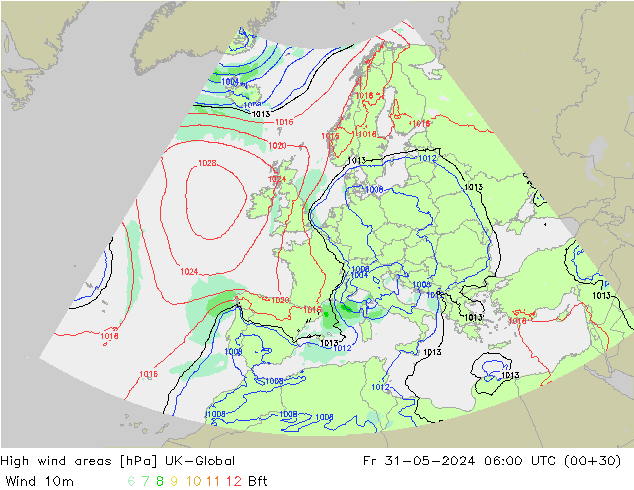 High wind areas UK-Global Fr 31.05.2024 06 UTC