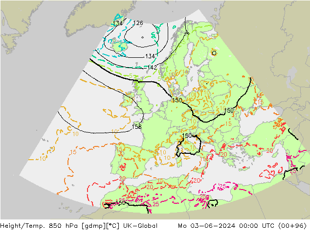 Hoogte/Temp. 850 hPa UK-Global ma 03.06.2024 00 UTC