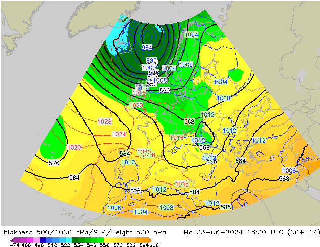 Schichtdicke 500-1000 hPa UK-Global Mo 03.06.2024 18 UTC