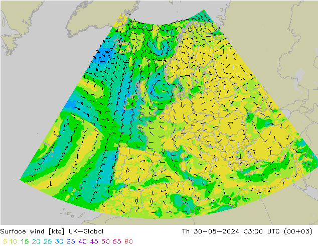 Surface wind UK-Global Th 30.05.2024 03 UTC