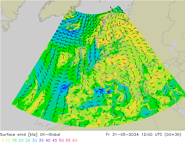 Surface wind UK-Global Fr 31.05.2024 12 UTC