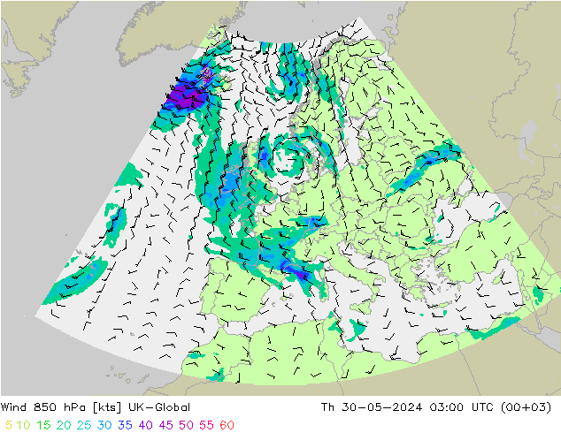 Rüzgar 850 hPa UK-Global Per 30.05.2024 03 UTC