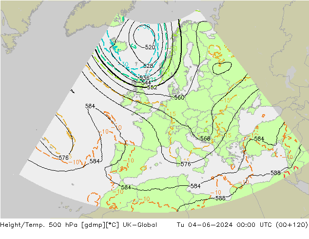 Height/Temp. 500 hPa UK-Global Di 04.06.2024 00 UTC