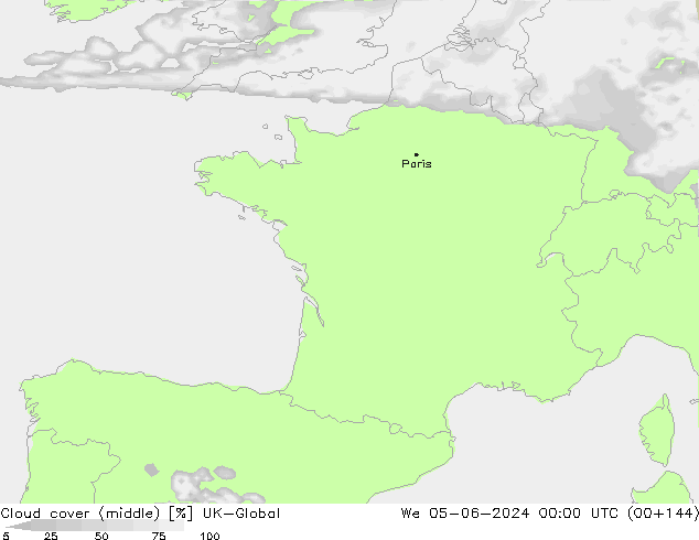 zachmurzenie (środk.) UK-Global śro. 05.06.2024 00 UTC