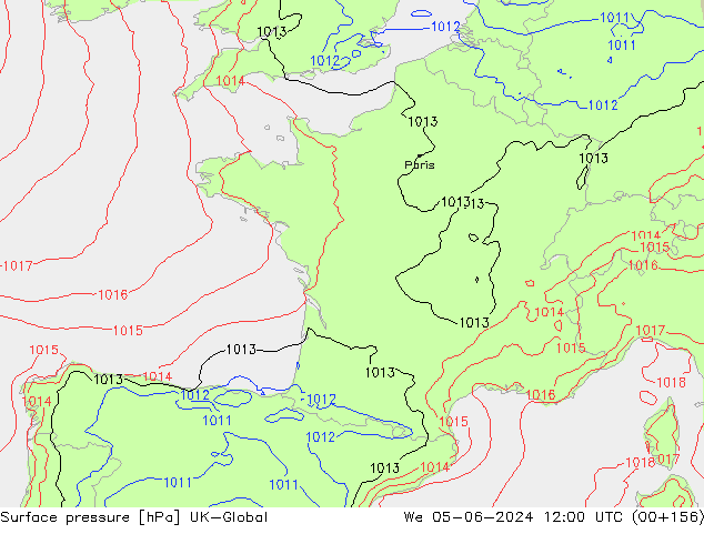 Surface pressure UK-Global We 05.06.2024 12 UTC