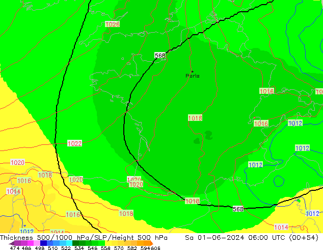 500-1000 hPa Kalınlığı UK-Global Cts 01.06.2024 06 UTC