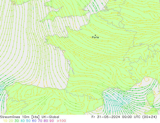 Streamlines 10m UK-Global Pá 31.05.2024 00 UTC