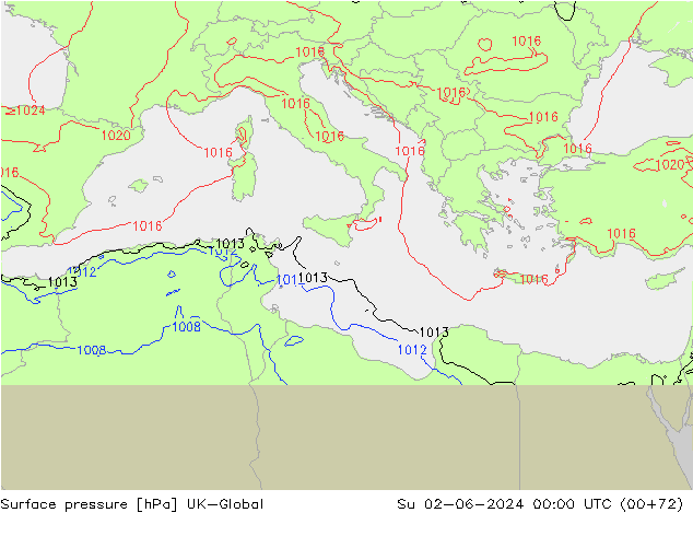 Yer basıncı UK-Global Paz 02.06.2024 00 UTC