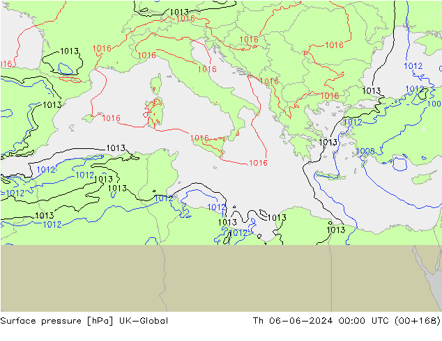 приземное давление UK-Global чт 06.06.2024 00 UTC