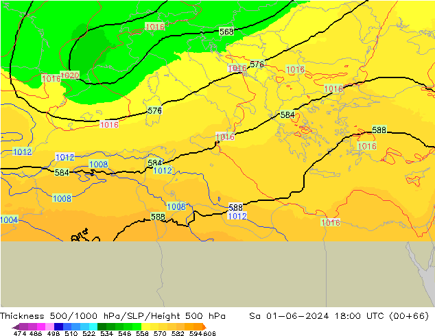 Schichtdicke 500-1000 hPa UK-Global Sa 01.06.2024 18 UTC