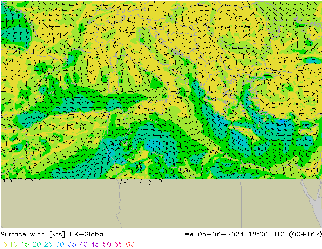 Vent 10 m UK-Global mer 05.06.2024 18 UTC