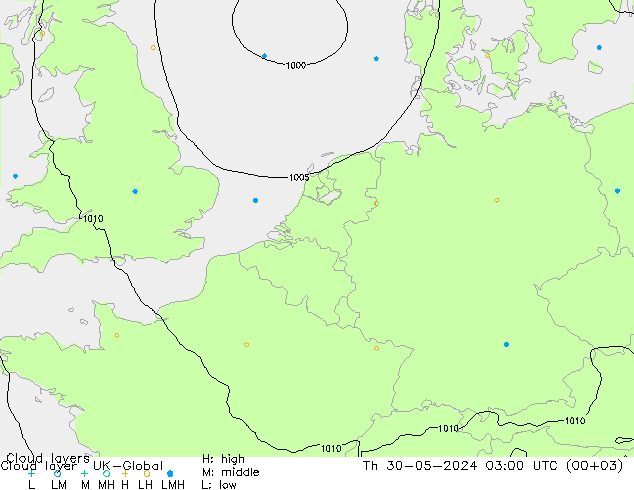 Cloud layer UK-Global jeu 30.05.2024 03 UTC