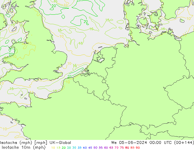 Isotachs (mph) UK-Global We 05.06.2024 00 UTC
