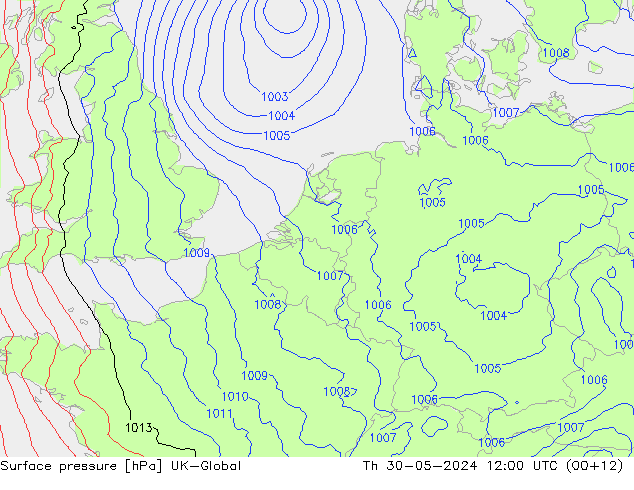 Luchtdruk (Grond) UK-Global do 30.05.2024 12 UTC