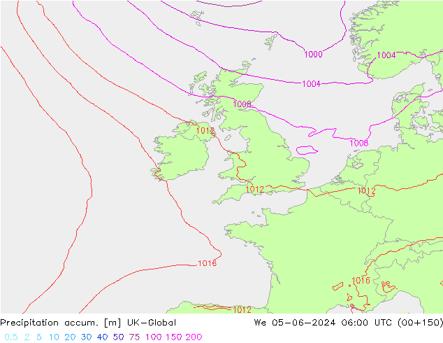 Toplam Yağış UK-Global Çar 05.06.2024 06 UTC