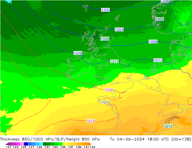 Thck 850-1000 hPa UK-Global  04.06.2024 18 UTC