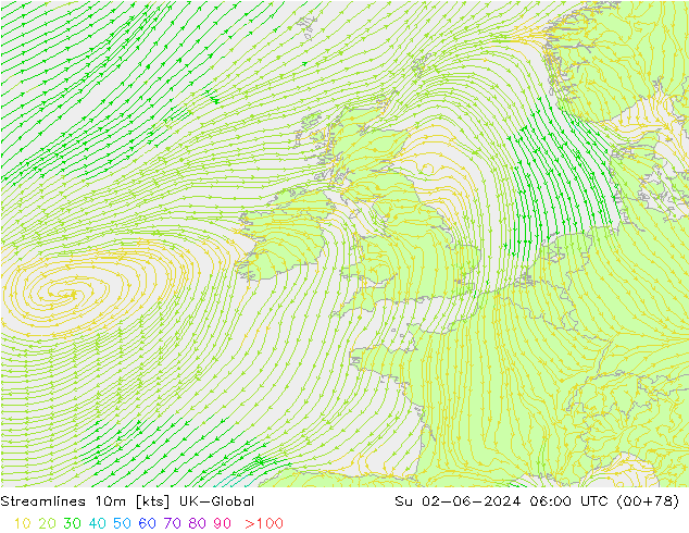 Streamlines 10m UK-Global Su 02.06.2024 06 UTC