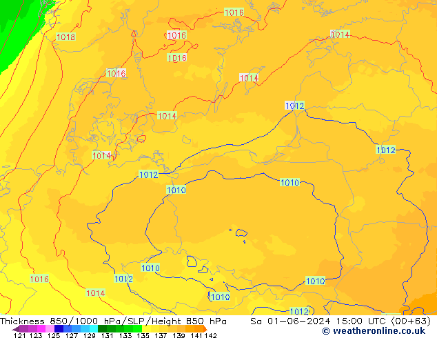 850-1000 hPa Kalınlığı UK-Global Cts 01.06.2024 15 UTC