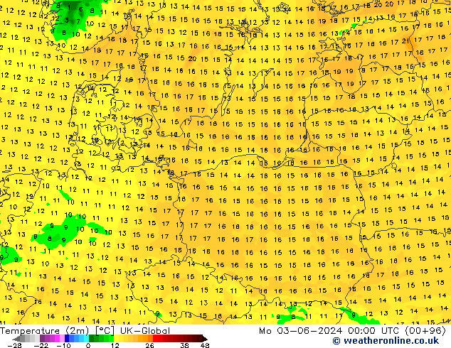 Temperatura (2m) UK-Global lun 03.06.2024 00 UTC