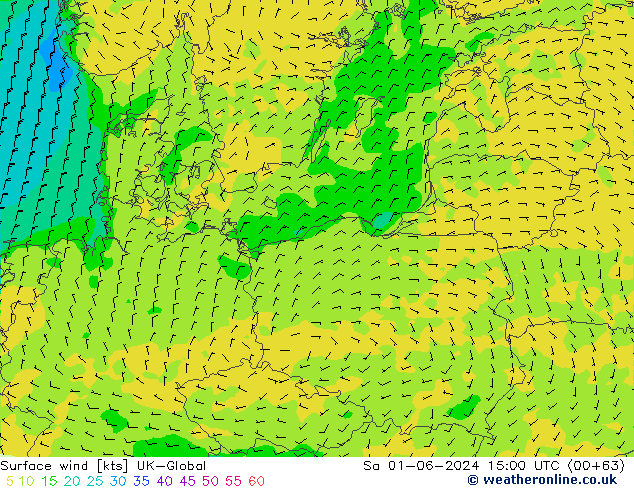Surface wind UK-Global Sa 01.06.2024 15 UTC