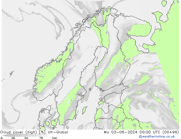 Cloud cover (high) UK-Global Mo 03.06.2024 00 UTC