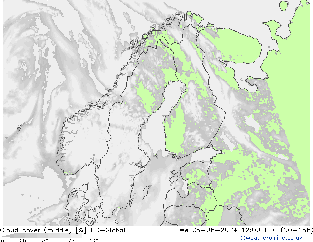 Cloud cover (middle) UK-Global We 05.06.2024 12 UTC