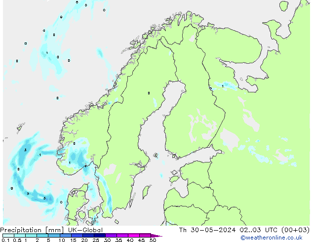 Precipitation UK-Global Th 30.05.2024 03 UTC