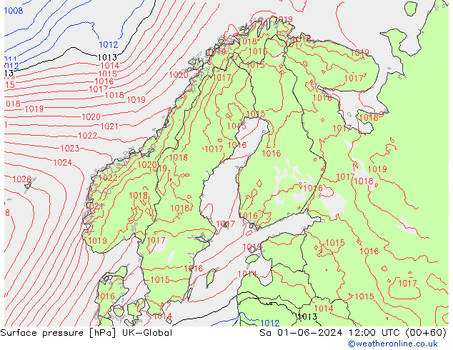 Surface pressure UK-Global Sa 01.06.2024 12 UTC