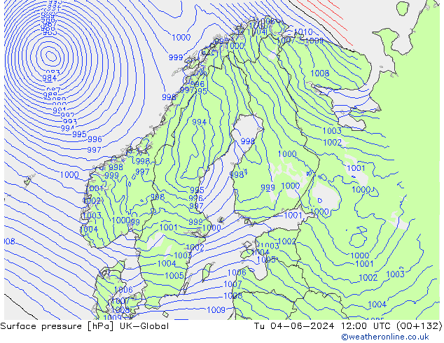 Luchtdruk (Grond) UK-Global di 04.06.2024 12 UTC
