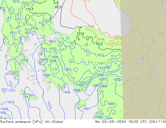 Surface pressure UK-Global Mo 03.06.2024 18 UTC