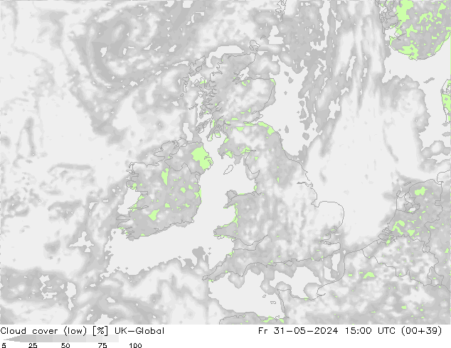 Bewolking (Laag) UK-Global vr 31.05.2024 15 UTC