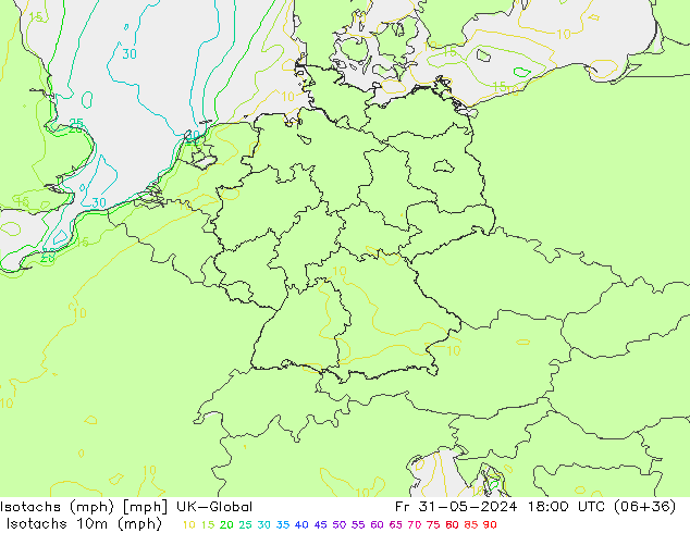 Isotachs (mph) UK-Global пт 31.05.2024 18 UTC