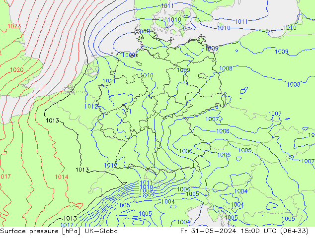 приземное давление UK-Global пт 31.05.2024 15 UTC