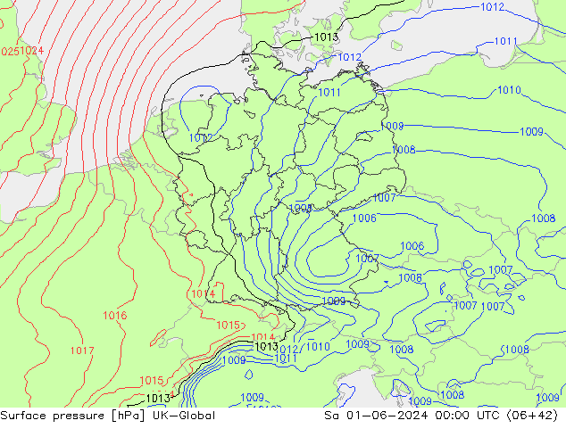 Surface pressure UK-Global Sa 01.06.2024 00 UTC