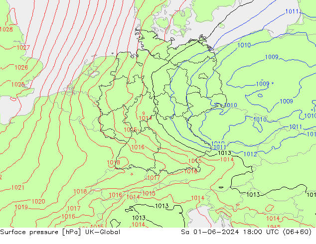 Surface pressure UK-Global Sa 01.06.2024 18 UTC