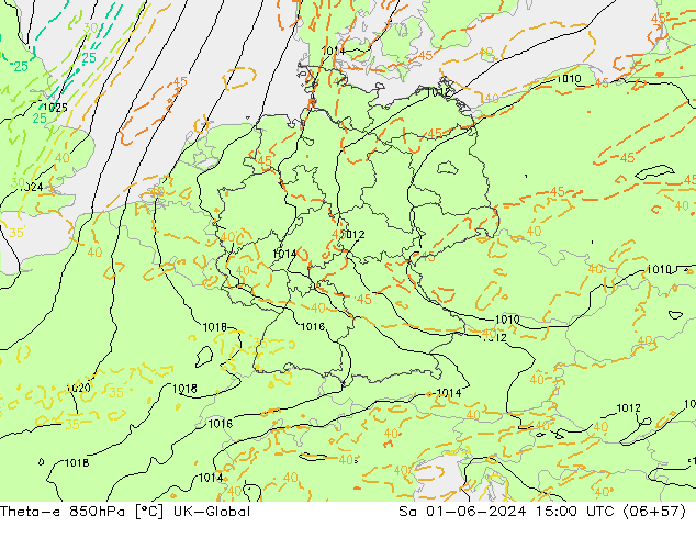 Theta-e 850hPa UK-Global Sa 01.06.2024 15 UTC