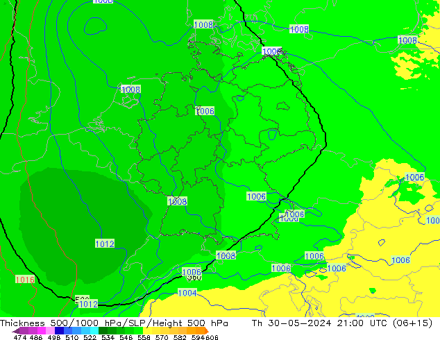 500-1000 hPa Kalınlığı UK-Global Per 30.05.2024 21 UTC