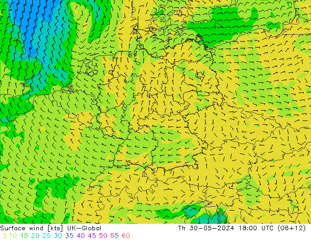 Wind 10 m UK-Global do 30.05.2024 18 UTC