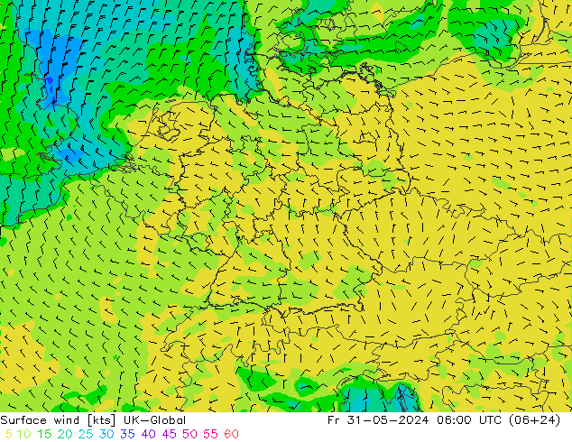 Surface wind UK-Global Pá 31.05.2024 06 UTC