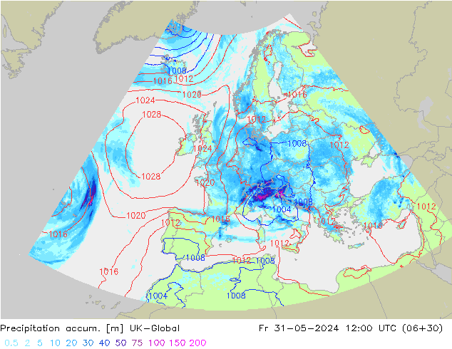 Toplam Yağış UK-Global Cu 31.05.2024 12 UTC