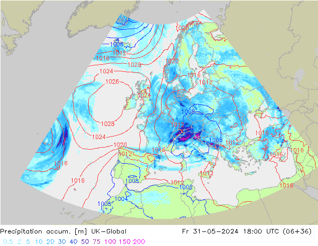 Precipitation accum. UK-Global Fr 31.05.2024 18 UTC