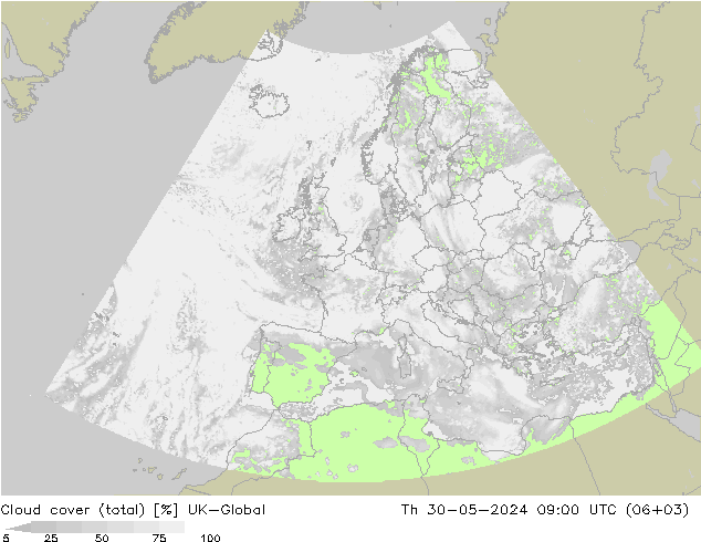 Wolken (gesamt) UK-Global Do 30.05.2024 09 UTC