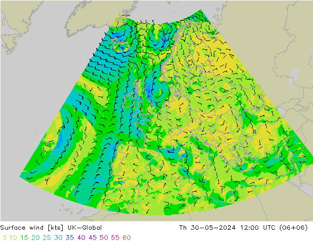 Rüzgar 10 m UK-Global Per 30.05.2024 12 UTC